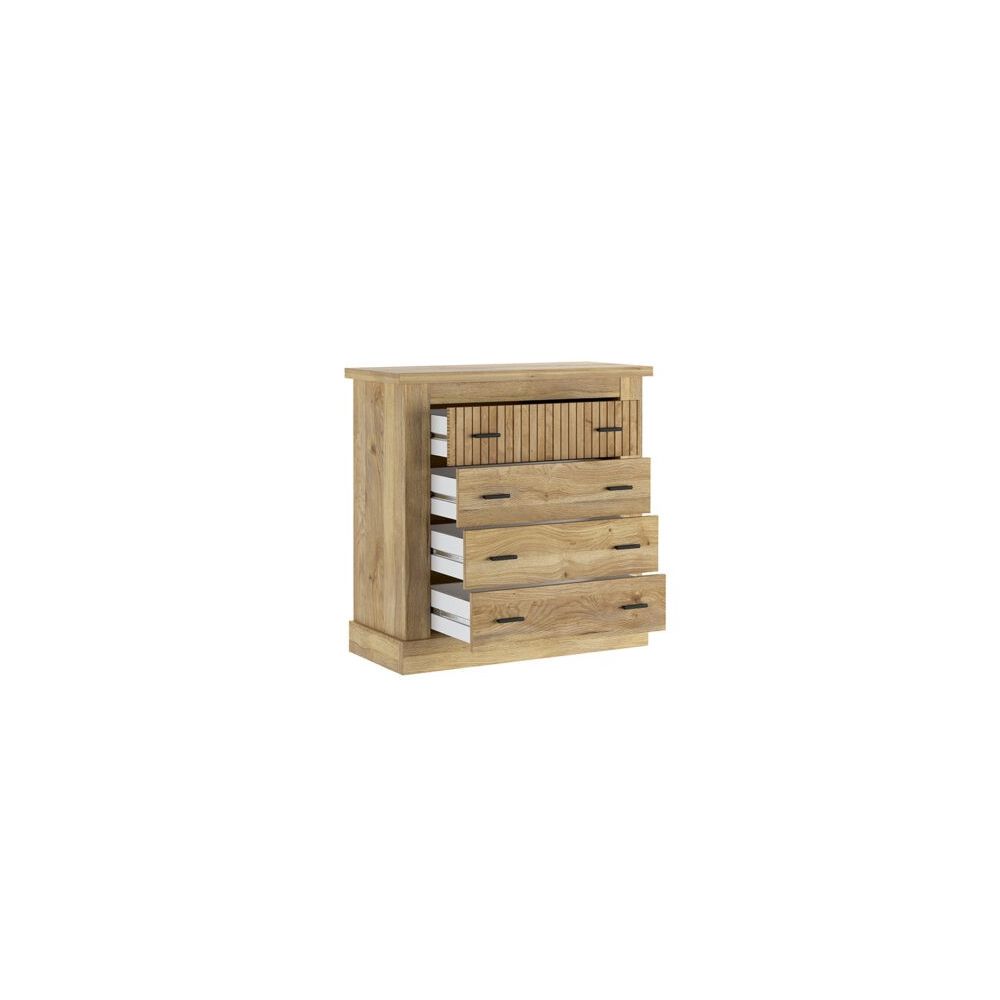 Pack de Muebles de Dormitorio Habitación con Cabecero, 2 Mesitas de Noche 3 Cajones y Cómoda en Color Mauvella Rayas