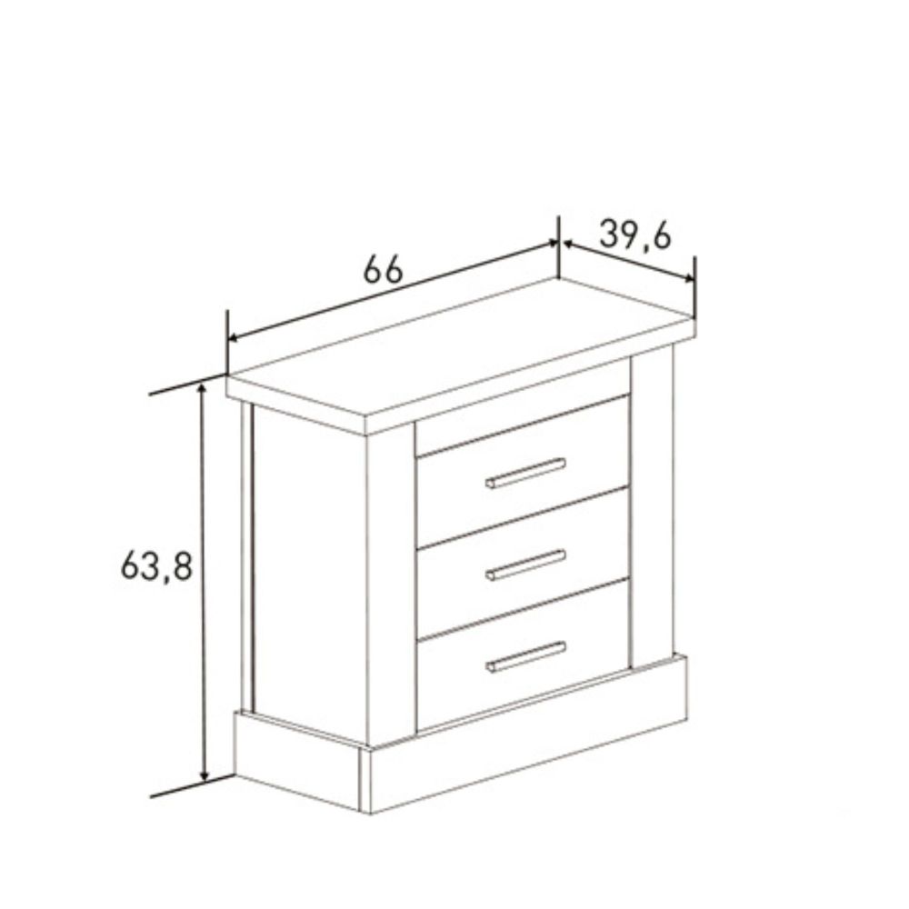 Pack Cabecero de 110 x 120 cm + 1 Mesita de Noche + Sinfonier, Color Cambria y Blanco (para Cama de 135-140 o 160)