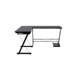 Mesa de Ordenador Esquinera Metálica en MDF Negro, 158x120x73cm - Espacio para Teclado y Torre