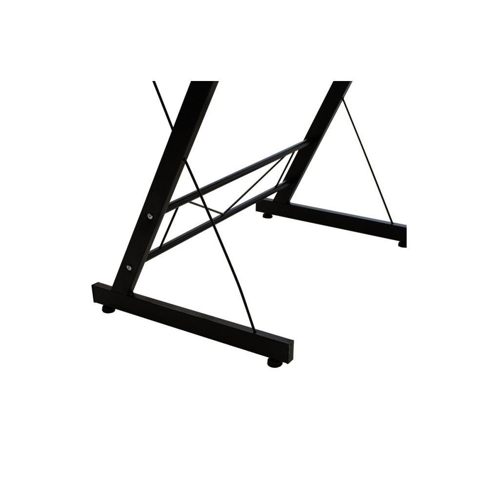 Mesa de Ordenador Esquinera Metálica en MDF Negro, 158x120x73cm - Espacio para Teclado y Torre